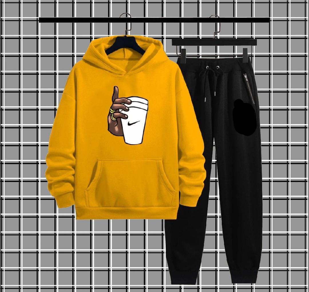 Men's Fleece Printed Hooded Tracksuit