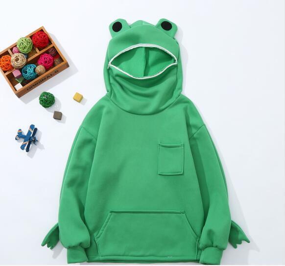Explosion Style Children's  Solid Color Hooded Frog Sweater