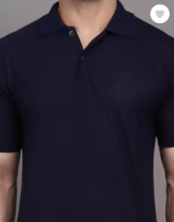 "Men’s Cotton Plain Polo T-Shirt – 1 Pc, Classic Round Neck"