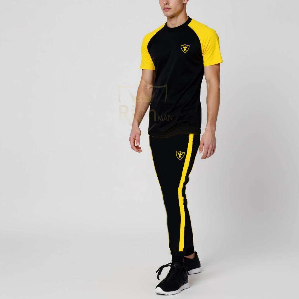 2-Piece Men's Micro Printed Tracksuit – Black | Casual & Athletic Set