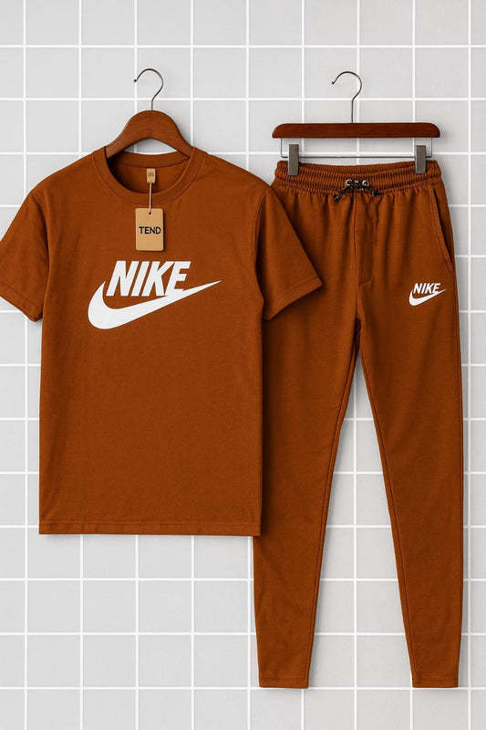 "Unleash Comfort in Style – Hoodix Rust Tracksuit (Nike Edition)"