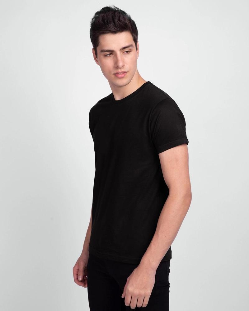 Premium Black Round Neck T-Shirt for Men – Soft Jersey | Ready to Wear