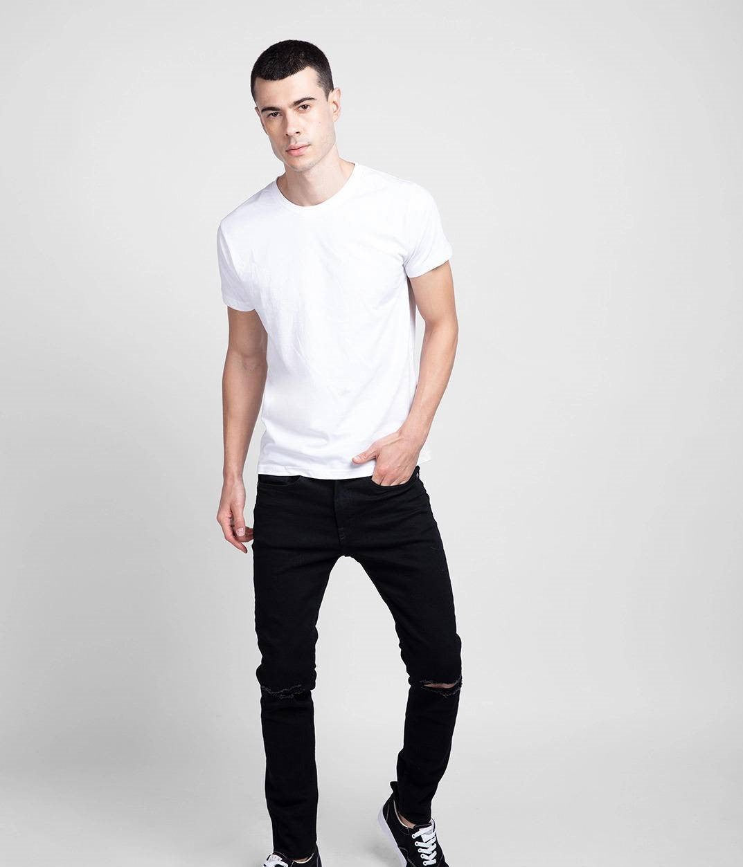 Classic White Round Neck T-Shirt for Men – Premium Jersey | Ready to Wear