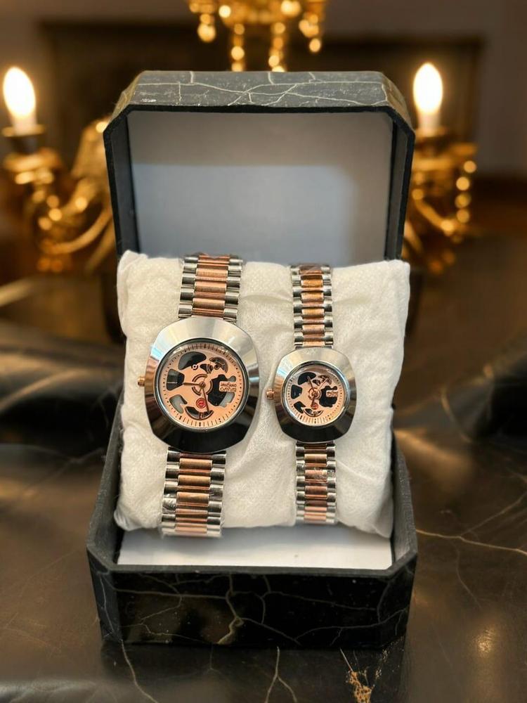 Beautiful Stainless Steel Couple’s Chain Watches – 2-Piece Matching Set