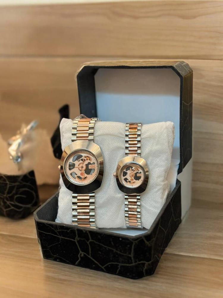 Beautiful Stainless Steel Couple’s Chain Watches – 2-Piece Matching Set